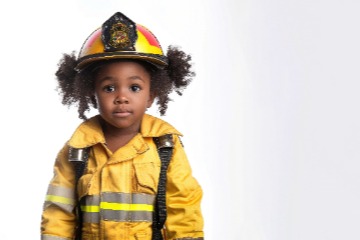 Child dressed as a firefighter