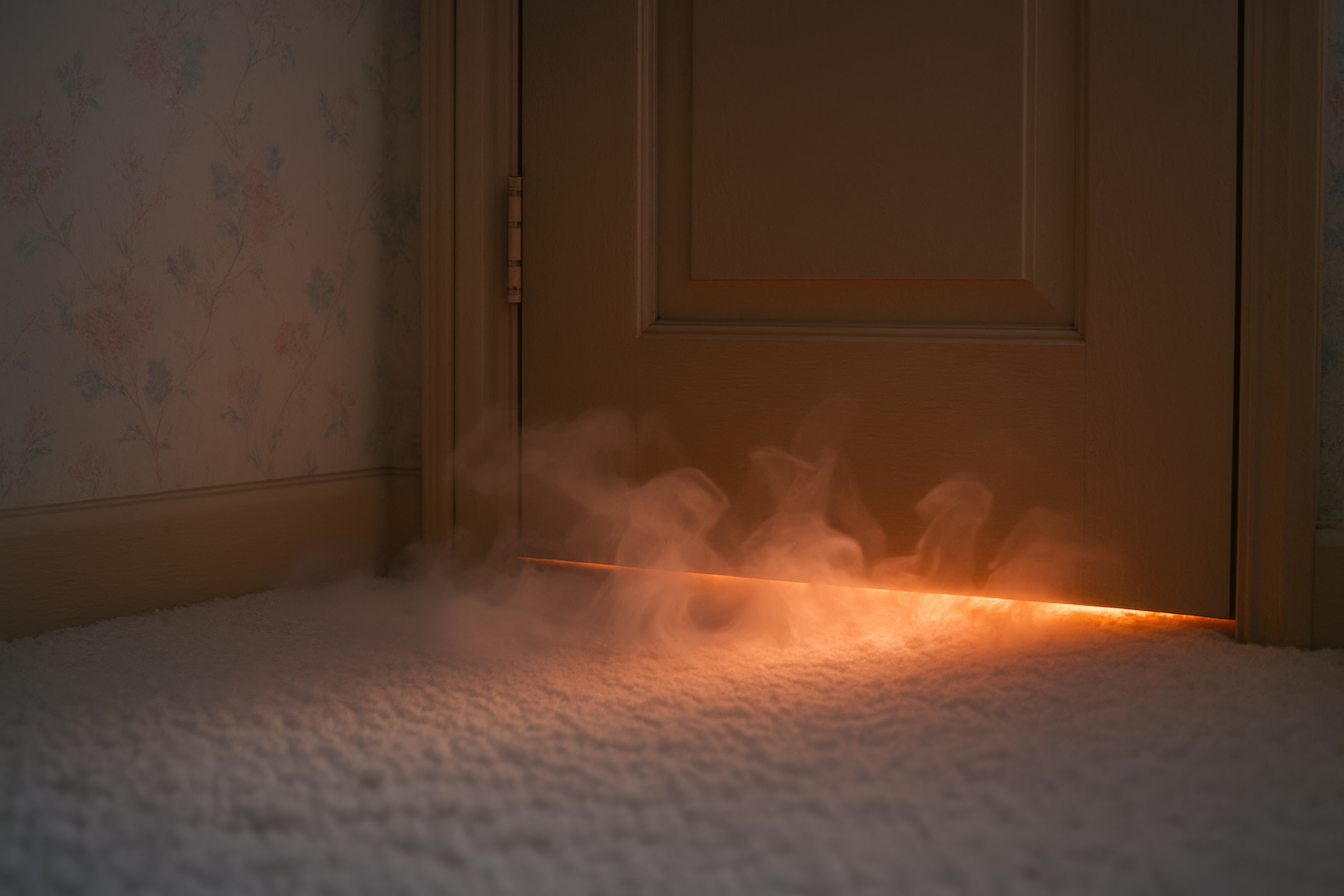 Door closed to stop fire