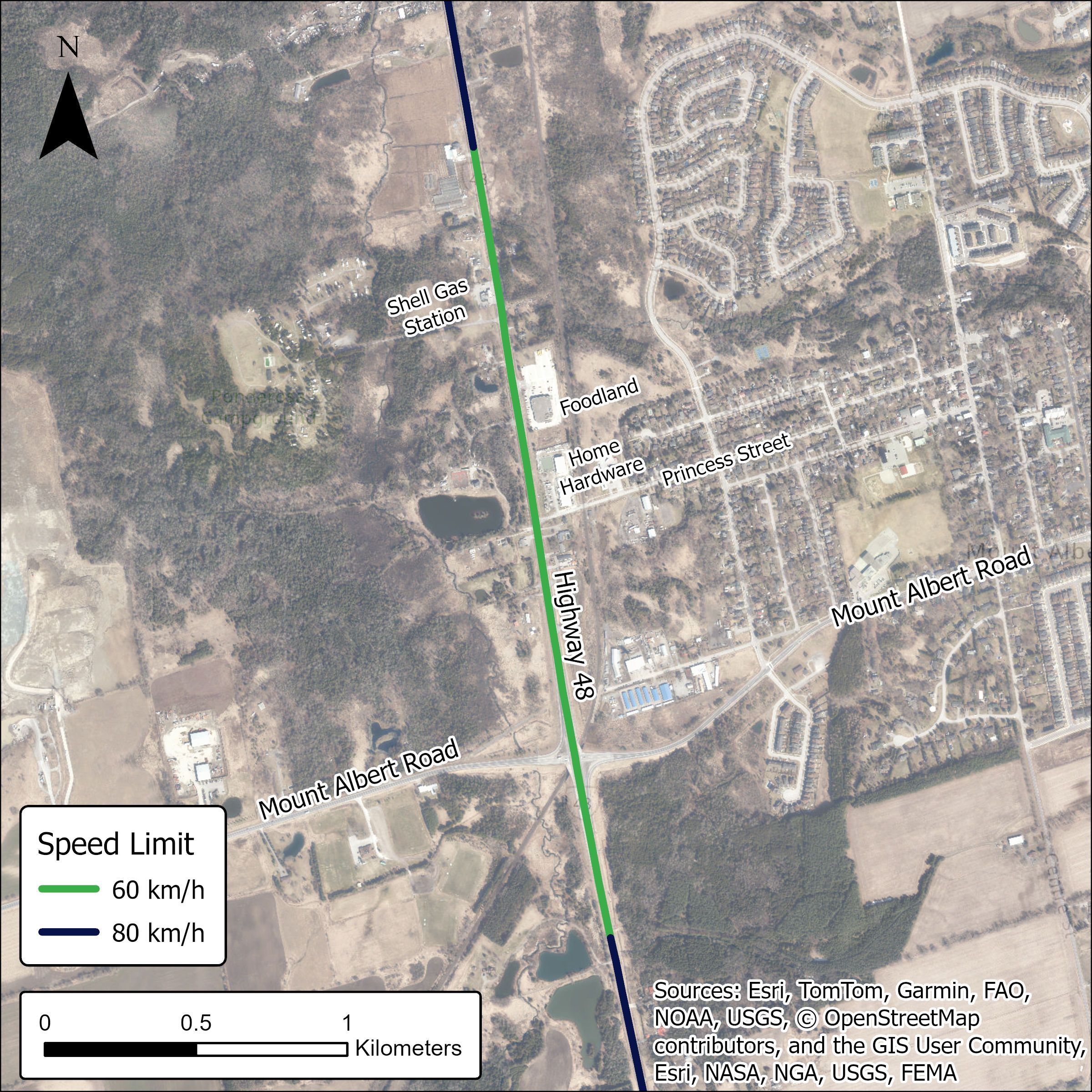 Map of speed reduction Highway 48