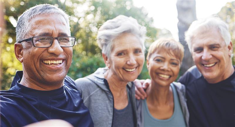 Older adults smiling together