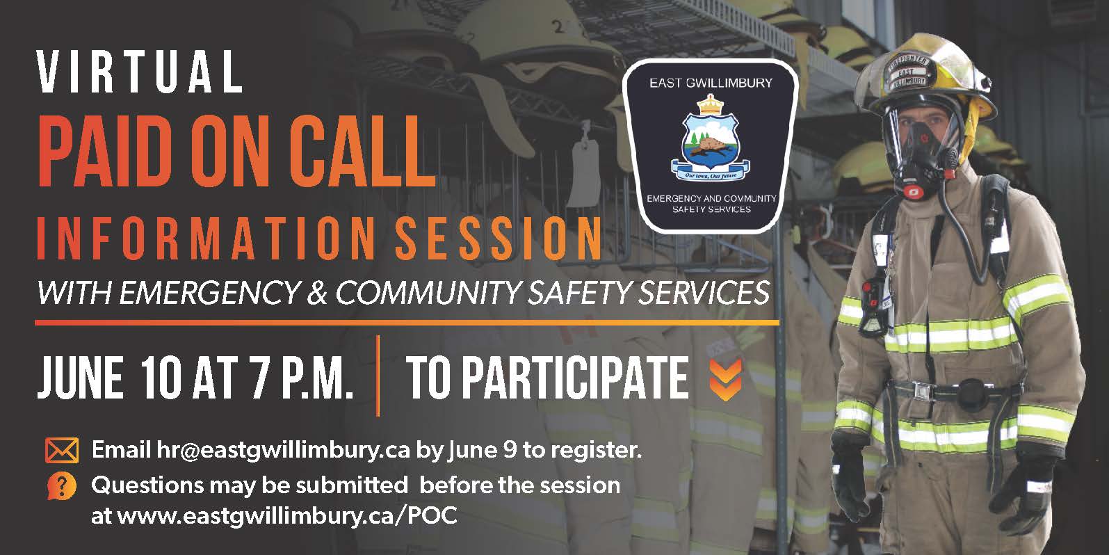 Paid On Call firefighter information session ad