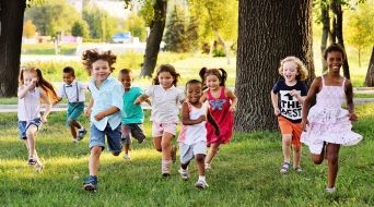 Children Running in a Group