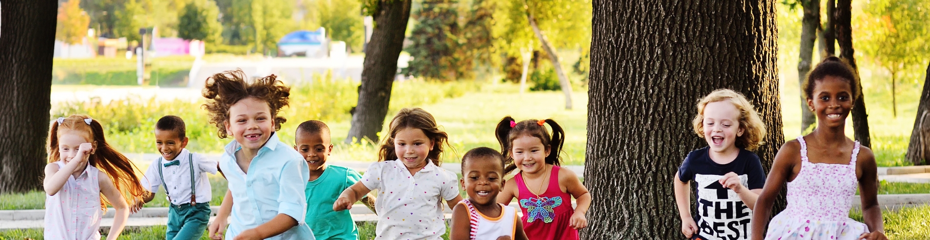 Children running and playing