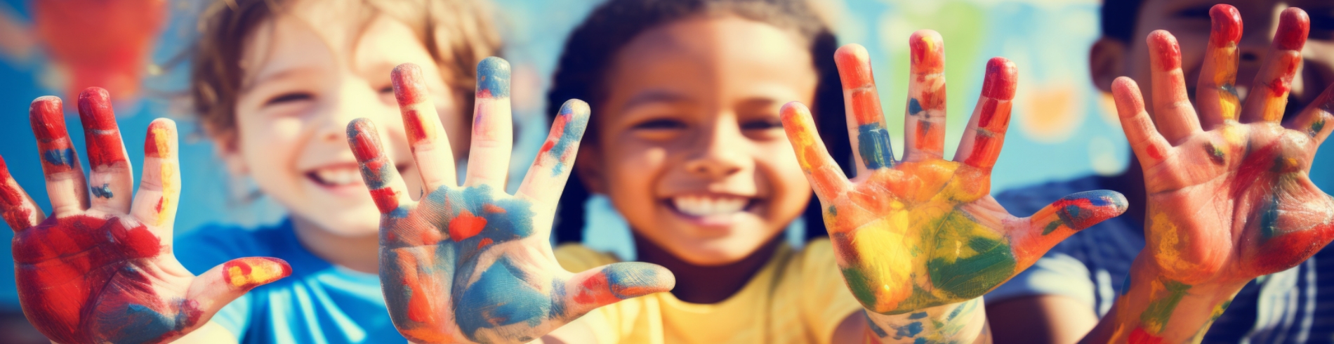 Children with paint on hands