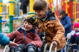 Children playing at inclusive park