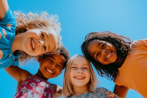 Kids smiling at camera 