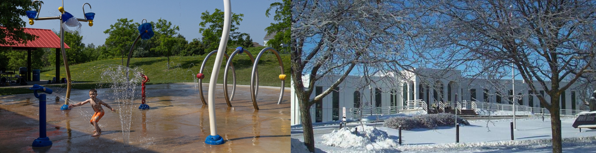 A Splash Pad and Civic Centre in the Snow