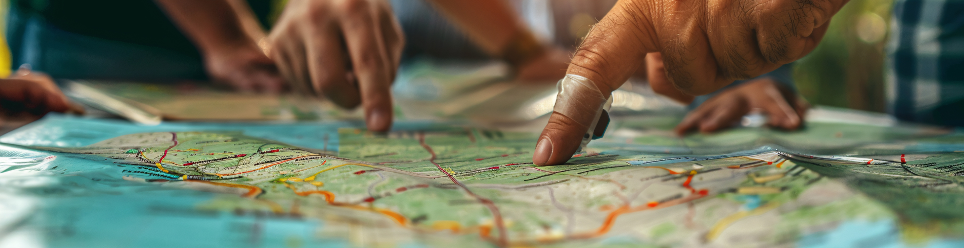 Image of hands pointing on a map