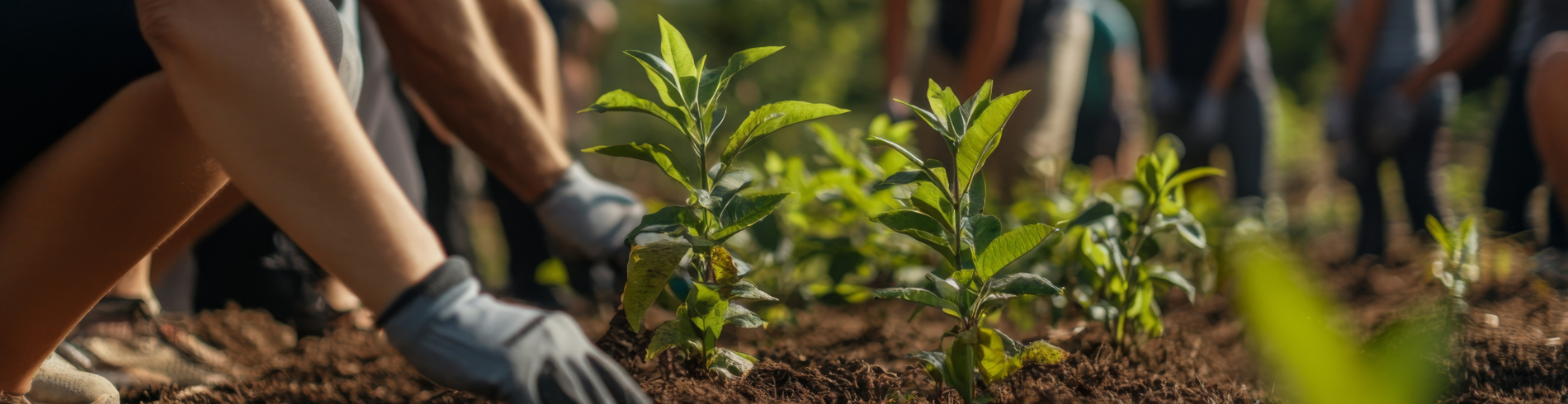 Hands holding soil in a community garden