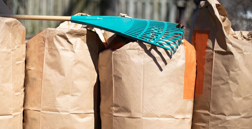 Yard waste bags on the street
