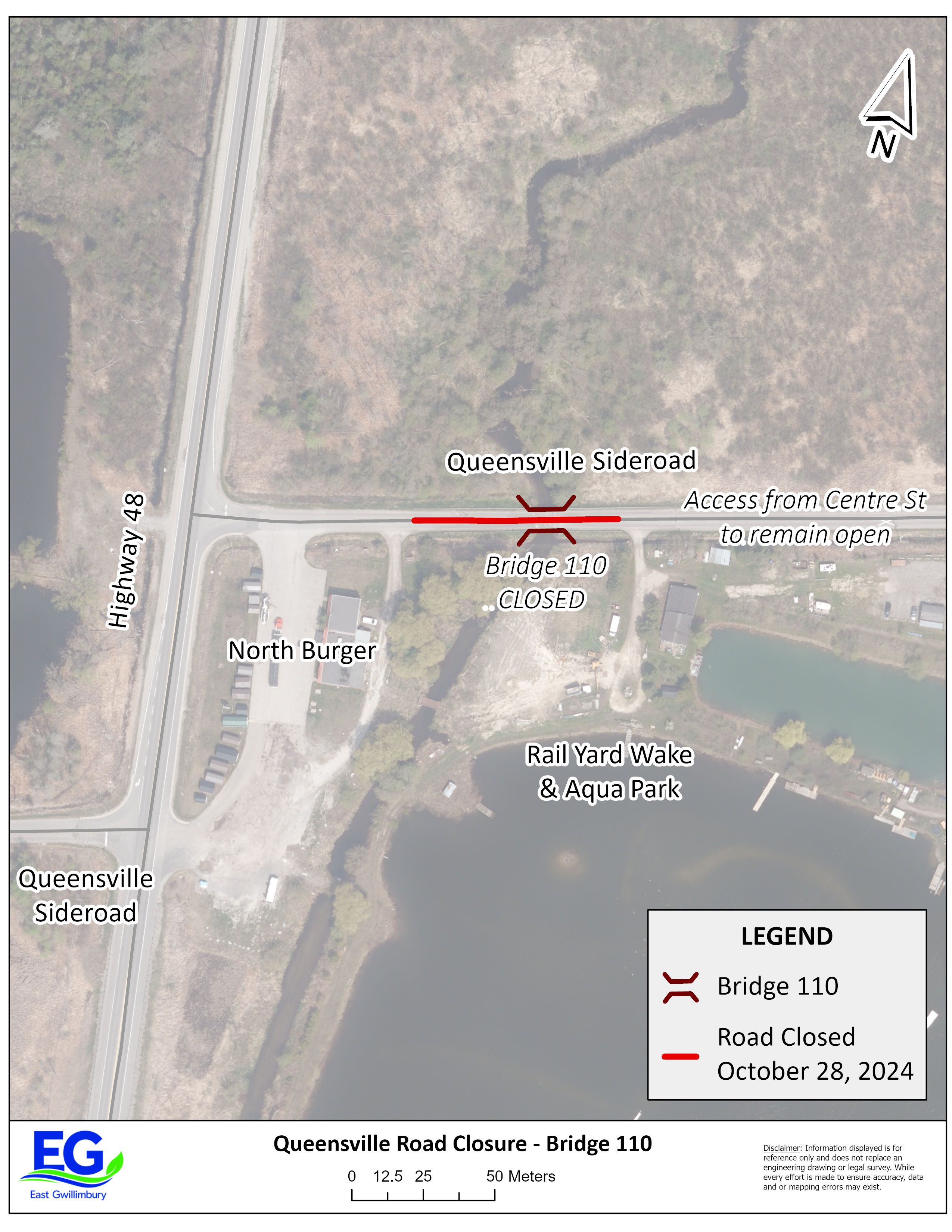 Map of bridge closure