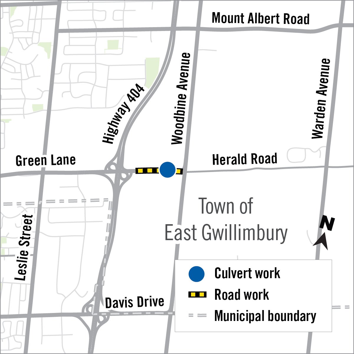 Green Lane to East of Highway 404 to Woodbine Avenue in East Gwillimbury